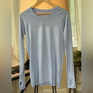 Lululemon swiftly tech long sleeve crew size 10 light blue